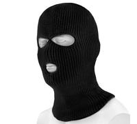 Mil-Tec - Passamontagna Balaclava in acrilico, con 3 fori, Uomo, nero
