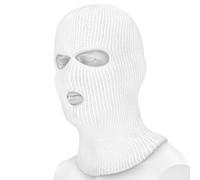 Mil-Tec - Passamontagna Balaclava, in Acrilico, con 3 Fori, Uomo, Bianco