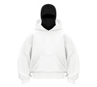 Balaclava Zip Felpa con cappuccio da uomo con zip con cappuccio da uomo con passamontagna Ninja Oversize Mask Felpa con doppio cappuccio antivento Y2K Felpa con cappuccio antivento, #D22-argento, L