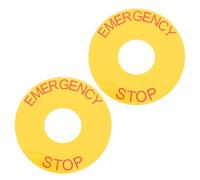 Balacoo 2 Pezzi Adesivo Segnale di Arresto di Emergenza per Macchinari, PVC | Doppio Diametro 23mm e 63mm, Testo Rosso Ben Visibile, Forte Adesione per Pannelli e Involucri