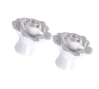 balacoo 2 Pezzi Pomello in Ceramica a Rosa Bianca per Armadio e Bidone | Montaggio Semplice, Include Vite in Metallo, per Mobile e Cassetto, Finitura Bianca Resistente
