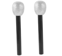 balacoo 2pezzi Microfoni Glitterati Finti Giocattolo per Ragazzo Ragazza Modelli di Microfono di Scena Retro Accessori per Foto per Feste Teatro Cosplay Regali