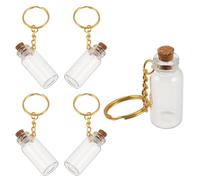 Balacoo 5 Pezzi Bottigliette di Vetro Mini 5ml con Tappo in Sughero | Fai da Te e Bomboniere, con Portachiavi in Metallo, Uso Decorativo Domestico, Colore Oro