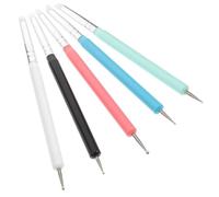 Balacoo 5pezzi Pennelli Nail Art Doppia Punta in Silicone per Nail Design Strumenti Professionali per Unghie Naturali e Finte Pennello Fine e Dotting per Gel UV e DIY Casa