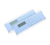 Balacoo Calcolatrice Righello 2 Pezzi in Plastica Blu con Scatola Batterie e Viti, Compatto e Portatile per Ufficio e Disegno, Facile da Usare
