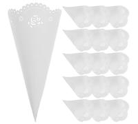 Balacoo Coni di Carta Pieghevole DIY 20 per Confetti Bianco Classico Vintage, Contenitori per Confettata e Decorazioni Matrimonio per Feste