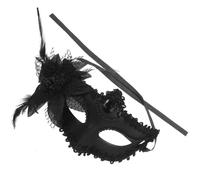 balacoo Maschera Mezza Faccia in Pizzo Nero per Donna Piume, Design Elegante e Unico, per Balli Formali e Feste di Halloween
