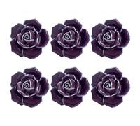 balacoo Pomello Ceramico a Forma di Rosa Viola 6 Pezzi | Uso su Mobili Credenza Cucina, Stile Creativo e Unico, Finitura Decorativa, Maniglie delle Porte