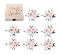 Balacoo Set da 50 Biglietti di Auguri e Consigli per Bebè in Scatola di Legno, Design Floreale Elegante, Facile da Usare, per Decorazioni Shower e Regali Nascita