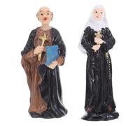 balacoo Statua Cattolica in Resina 2 Pezzi Sacerdote e Suora, Decorazione Versatile e Resistente per Prima Comunione e Collezione Religiosa Unica