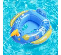 Balakaka Anello di Nuoto Galleggiante per Bambini 70×75 cm, Ciambella Neonato con Sedile di Sicurezza& Pistola ad Acqua, Gonfiabile Nuoto Anell per Bambini 1-5 Anni, Blu