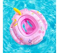 Balakaka Anello di Nuoto Galleggiante per Bambini 70×75 cm, Ciambella Neonato con Sedile di Sicurezza& Pistola ad Acqua, Gonfiabile Nuoto Anell per Bambini 1-5 Anni, Coniglietto rosa