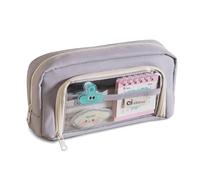 Balakaka Astuccio Scuola Grande con 2 Scomparti per Ragazze e Ragazzi, Astuccio per Circa 55 Penne, Organizer Resistente Pencil Case per Scuola e Ufficio, Fumo Grigio