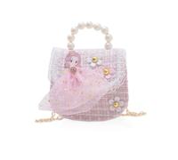 Balakaka Borsa a Tracolla Bambina, Carino Borsa Principessa Borsa a Spalla Tendenza con Tracolla Staccabile, Borsa Messenger Crossbody Bag con Perle per Bambini Bambine Ragazze,Sophia Pink