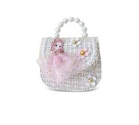 Balakaka Borsa a Tracolla Bambina, Carino Borsa Principessa Borsa a Spalla Tendenza con Tracolla Staccabile, Borsa Messenger Crossbody Bag con Perle per Bambini Bambine Ragazze,Sophia White