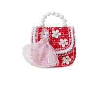 Balakaka Borsa a Tracolla Bambina, Principessa Tendenza con Tracolla Staccabile, Messenger Crossbody Bag con Perle per Bambini Ragazze, Sophia Red