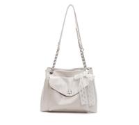 Balakaka Borsa a Tracolla Donna con Pizzo Decorativo, Borse a Mano in Pelle PU con Cerniera Scorrevole, 25x34x10cm Leggero Elegante Borsa Multifunzionale, Beige