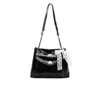 Balakaka Borsa a Tracolla Donna con Pizzo Decorativo, Borse a Mano in Pelle PU con Cerniera Scorrevole, 25x34x10cm Leggero Elegante Borsa Multifunzionale, Nero