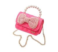 Balakaka Borsa a Tracolla per Bambina 15x10x6 cm PU, Principessa Borsa per Bambina Design Fiocco Manico con Perle, Borsetta a Tracolla per Ragazze Con Gancio Removibile