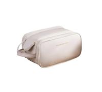 Balakaka Borsa Cosmetica da Viaggio 28 * 16 * 14,5 cm, Trousse Trucchi con manico Toilette Organizer Donna, Portatile Pelle PU impermeabile Borsa da Toilette per Donna, Bianco crema
