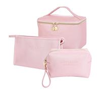 Balakaka Borsa da Trucco per Donna Impermeabile, Beauty Case da Viaggio Pochette da Toilette Organizer, PU Make Up Borse da Viaggio Borsa per Cosmetici da Donna per Ragazze, 3 pezzi