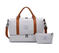 Balakaka Borsone da Viaggio 51x25x34 cm con Borsa Piccola 25x6x14 cm, con Scomparto Scarpe, Grande capacità Impermeabile Borsone Palestra Sportiva con Manicotto per Trolley, Grigio tramonto