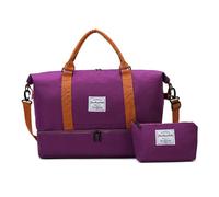 Balakaka Borsone da Viaggio 51x25x34 cm con Borsa Piccola 25x6x14 cm, con Scomparto Scarpe, Grande capacità Impermeabile Borsone Palestra Sportiva con Manicotto per Trolley, Viola uva