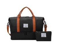 Balakaka Borsone da Viaggio 51x25x34 cm con Borsa Piccola 25x6x14 cm, con Scomparto Scarpe, Grande capacità Impermeabile Borsone Palestra Sportiva con Manicotto per Trolley, Nero