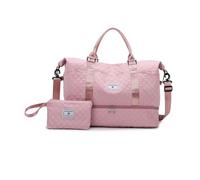 Balakaka Borsone da Viaggio Donna 42L con Borsa da Toilette 1.3L, Impermeabile Borsa Sportiva Tote Gym con Scomparto Scarpe, Grande Capacità Borsone Palestra per Aereo Fitness, Rosa