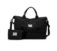 Balakaka Borsone da Viaggio Donna 42L con Borsa da Toilette 1.3L, Impermeabile Borsa Sportiva Tote Gym con Scomparto Scarpe, Grande Capacità Borsone Palestra per Aereo Fitness, Nero