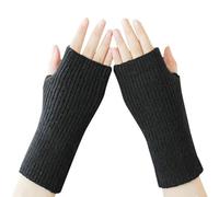 Balakaka Guanti Donna Inverno 19×8cm, Guanti senza dita invernali per lavoro & guida, morbidi e termici con foro per il pollice, Nero