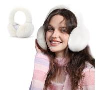 Balakaka Paraorecchie Donna Morbido, Paraorecchie Peluche Regolabili Pieghevole Per Il Freddo, Plush Earmuffs Accessori Esterno di Inverno per Esterno Il regalo della ragazza Bianco