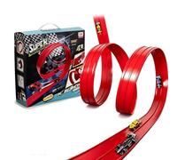 Balakaka Pista Macchine Flessibile 4m, Pista fai da te con 4 macchinine per salti e Rampe, Flexible Car Track con Ventose Regali per Bambini 3+