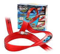 Balakaka Pista Macchine Flessibile 4m, Pista fai da te con 4 macchinine per salti e Rampe, Flexible Car Track con Ventose Regali per Bambini 3+