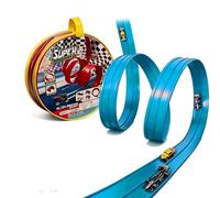 Balakaka Pista Macchine Flessibile 4m, Pista fai da te con 4 macchinine per salti e Rampe, Flexible Car Track con Ventose Regali per Bambini 3+