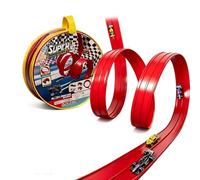 Balakaka Pista Macchine Flessibile 4m, Pista fai da te con 4 macchinine per salti e Rampe, Flexible Car Track con Ventose Regali per Bambini 3+