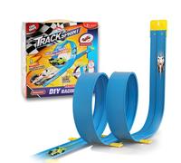 Balakaka Pista Macchine Flessibile 4m, Pista fai da te con 4 macchinine per salti e Rampe, Flexible Car Track con Ventose Regali per Bambini 3+