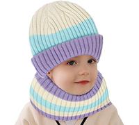 Balakaka Set Cappello Sciarpa Bambini, Caldo Antivento Carino Morbido e Leggero Bambino Sciarpe con Cappuccio, Inverno Bambini Cappello Regalo 1-6 Anni, Riso Menta Viola