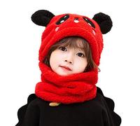 Balakaka Set Cappello Sciarpa Bambini, Carino Morbido e Leggero Bambino Sciarpe con Cappuccio, Invernale Caldo Cappello Foderato in Pile per Bambini Regalo, Panda Rosso