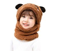 Balakaka Set Cappello Sciarpa Bambini, Carino Morbido e Leggero Bambino Sciarpe con Cappuccio, Invernale Caldo Cappello Foderato in Pile per Bambini Regalo, Panda Marrone