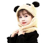 Balakaka Set Cappello Sciarpa Bambini, Carino Morbido e Leggero Bambino Sciarpe con Cappuccio, Invernale Caldo Cappello Foderato in Pile per Bambini Regalo, Panda Kaki