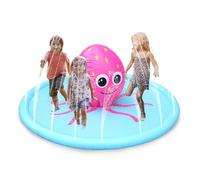 Balakaka Tappetino Gioco d'Acqua per Bambini Polpo Carino, 145×60 cm Giocattoli Splash Play Mat all'Aperto Estate per Bambini di età 3+, Gonfiabile Tappeto Sprinkle Piscina per Estiva del Giardino