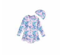 BALAKEBEI Ragazze a maniche lunghe tuta bambini protezione solare costume da bagno spiaggia surf costume da bagno asciugatura rapida tuta subacquea cappello da sole gratuito, Colore: rosa., 90/100 cm