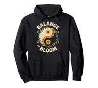 Balance Bloom Floral Yin Yang Girasole Hippie Art Felpa con Cappuccio