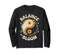 Balance Bloom Floral Yin Yang Girasole Hippie Art Maglia a Manica