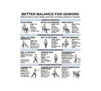 Balance Exercises for Seniors Poster Fall Prevention and Stability Workout Guide Home Safety Chart Canvas Wall Art(Framed,16X24inch(40X60cm))