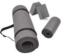 BalanceFrom GoYoga+ - Tappetino multiuso per yoga, spessore 0,3 cm, ad alta densità, anti-strappo, con tracolla, colore: grigio