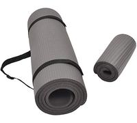 BalanceFrom GoYoga+ - Tappetino per yoga e ginocchiera multiuso da 1,2 cm, extra spesso, ad alta densità, con cinghia per il trasporto, colore: grigio