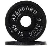 BalanceFrom - Piastra in ghisa per allenamento di forza e sollevamento pesi, dimensione olimpica, centro 5,1 cm, coppia da 2,3 kg
