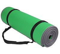 BalanceFrom Tappetino multiuso da 10 mm, extra spesso, ad alta densità, antiscivolo, per esercizi, pilates, yoga, pilates, yoga, con tracolla, verde
